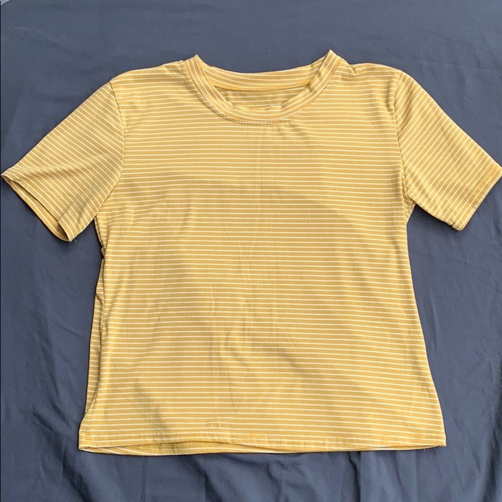 Yellow and white strip top